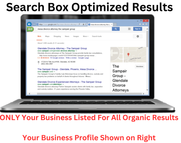 search box optimization will result in a search results page that only lists your business so potential clients come right to you