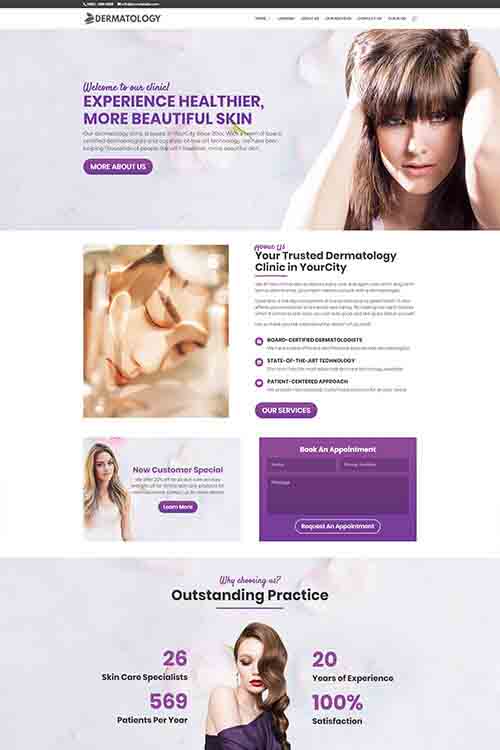 custom build and designed dermatologist website