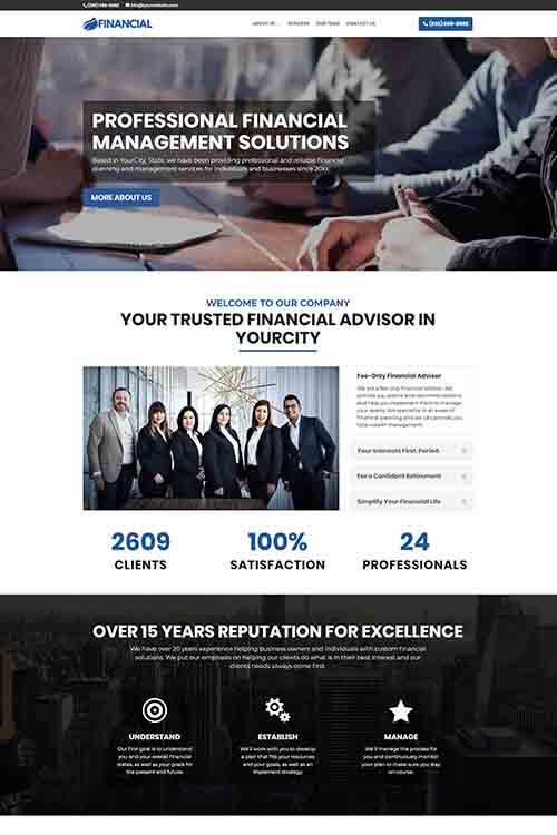 custom built and designed financial advisor web site