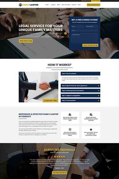 custom built and designed family lawyer website
