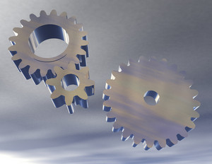 Close-up of a gear, symbolizing industry and technology