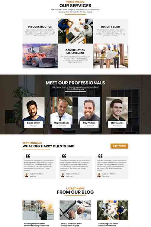 custom built and designed general contractor web site