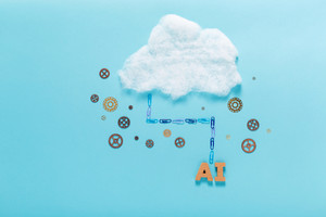 Cloud computing concept image with an artificial intelligence theme