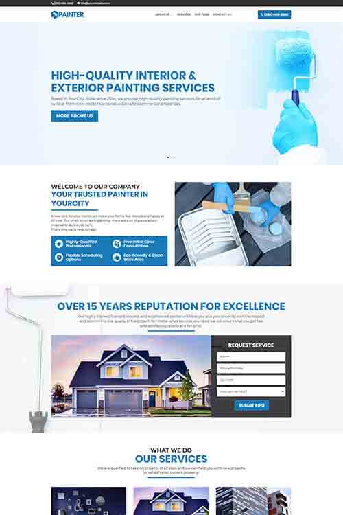 custom built and designed painter contractor web site
