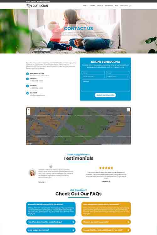 custom built and designed pediatrician web site