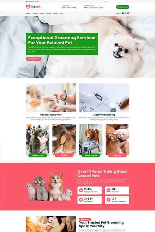 custom built and designed pet grooming business website