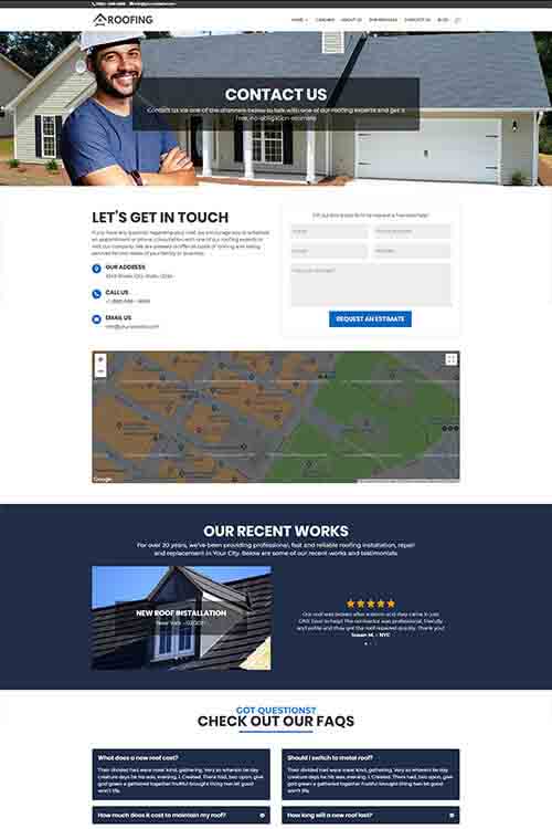 custom built and designed roofing contractor web site