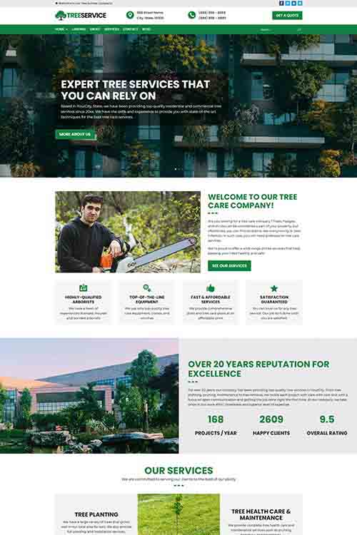 custom built and designed tree service company website