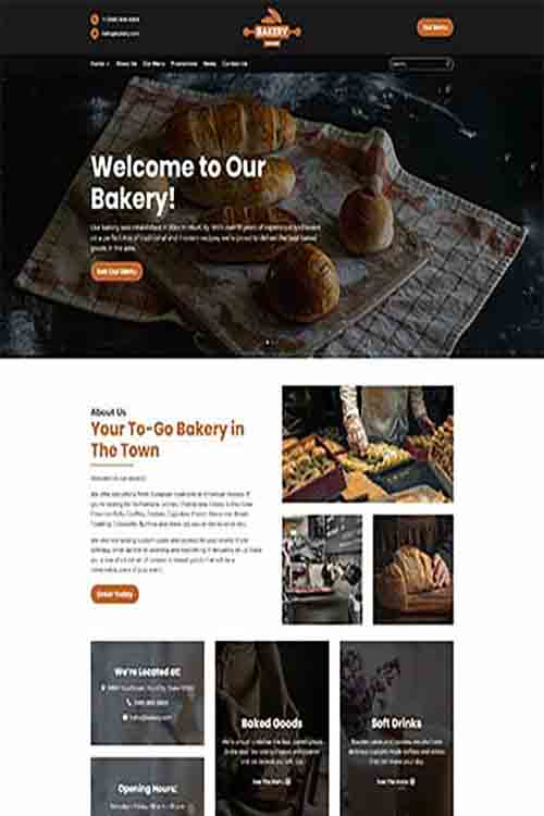 custom built and designed small bakery website